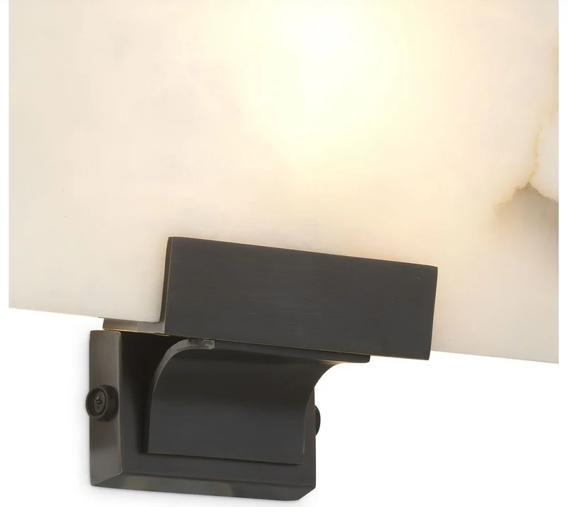 Casa Padrino Luxus Wandleuchte Alabaster / Bronze 30 x 8 x H. 19 cm - Elegante Wandlampe mit Alabaster Lampenschirm - Luxus Kollektion