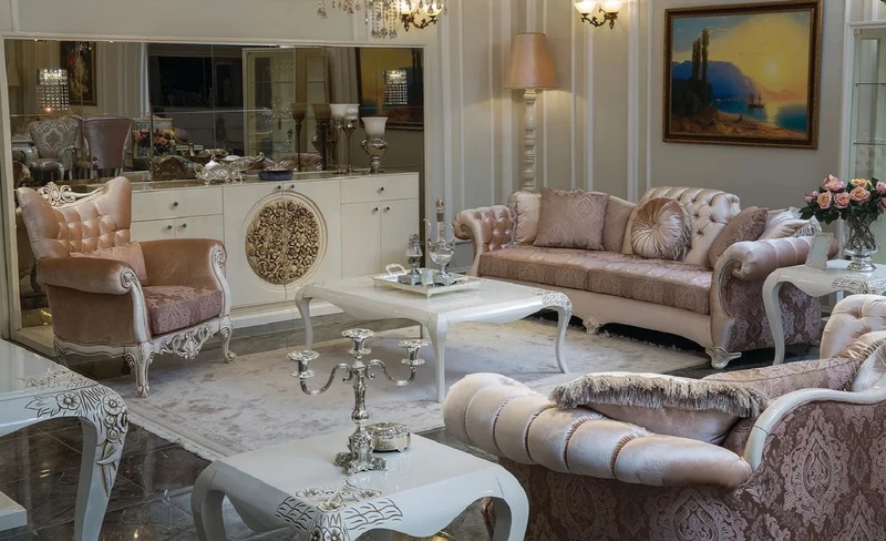 Casa Padrino Luxus Barock Sessel Rosa / Lila / Weiß / Beige 102 x 73 x H. 106 cm - Wohnzimmer Sessel mit elegantem Muster und dekorativem Kissen - Barock Möbel