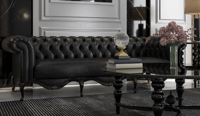 Casa Padrino Luxus Barock Couchtisch Schwarz Ø 114 x H. 47 cm - Runder Massivholz Wohnzimmertisch - Edle Barock Wohnzimmer Möbel