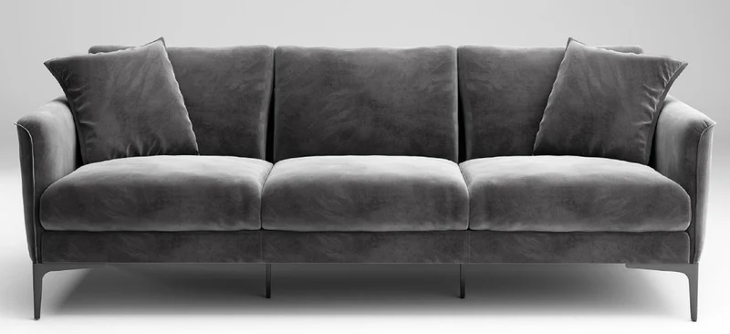 Casa Padrino Luxus Sofa Grau / Schwarz 240 x 98 x H. 60 cm - Wohnzimmer Sofa mit edlem Samtstoff - Luxus Wohnzimmer Möbel