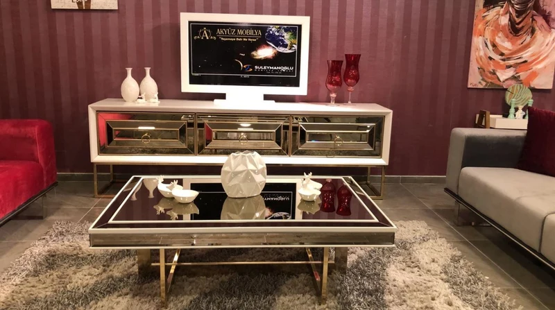 Casa Padrino Luxus Couchtisch Weiß / Gold 120 x 80 x H. 43 cm - Wohnzimmertisch mit Glasplatte und Spiegelglas - Luxus Wohnzimmer Möbel