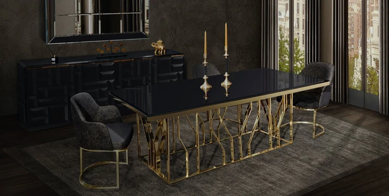 Casa Padrino Luxus Esszimmer Stuhl Set Grau / Gold 70 x 95 x H. 96 cm - Küchen Stühle 6er Set - Esszimmerstühle mit Armlehnen - Luxus Esszimmer Möbel