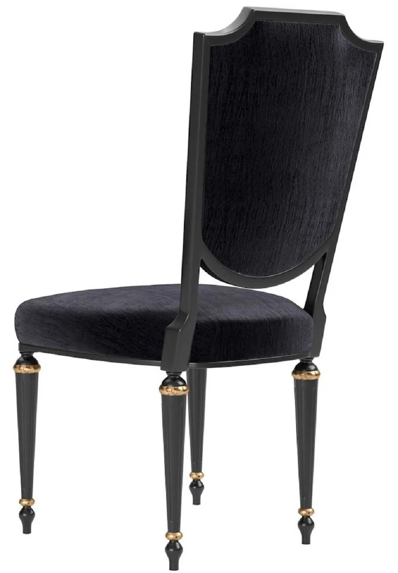 Casa Padrino Luxus Barock Esszimmerstuhl Schwarz / Antik Gold - Handgefertigter Massivholz Küchenstuhl - Prunkvolle Esszimmer Möbel im Barockstil