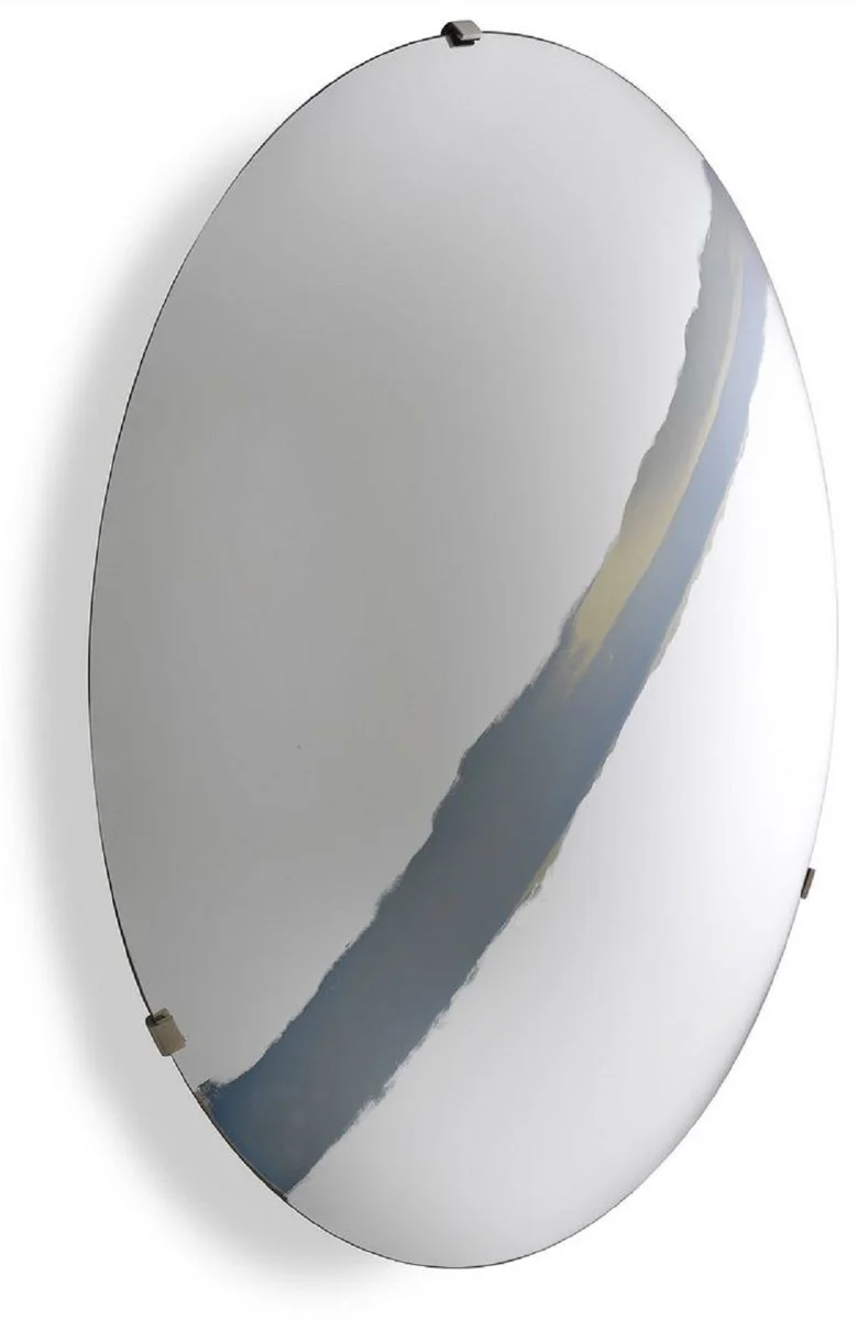 Casa Padrino Luxus Spiegel mit blauem Streifen Ø 119 cm - Runder konkaver Wandspiegel mit Wandhalterung - Luxus Kollektion