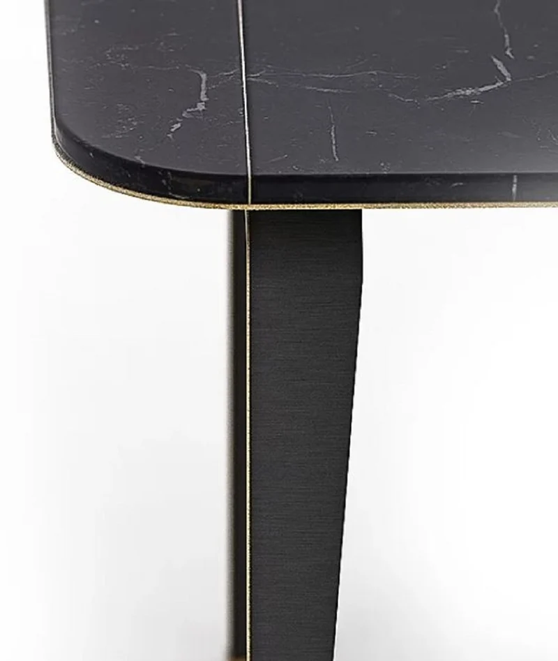 Casa Padrino Luxus Marmor Esstisch Schwarz / Messingfarben 180 x 90 x H. 80 cm - Edler Küchentisch mit hochwertigem handgeschliffenen Marquina Marmor - Marmor Esszimmer Möbel - Luxus Qualität