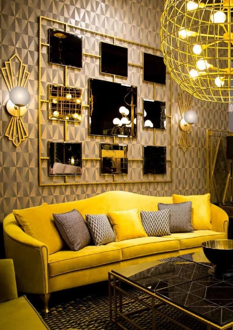 Casa Padrino Luxus Barock Samt Sofa Gelb / Gold 280 x 90 x H. 100 cm - Edles Wohnzimmer Sofa mit dekorativen Kissen - Barock Wohnzimmer Möbel - Luxus Qualität