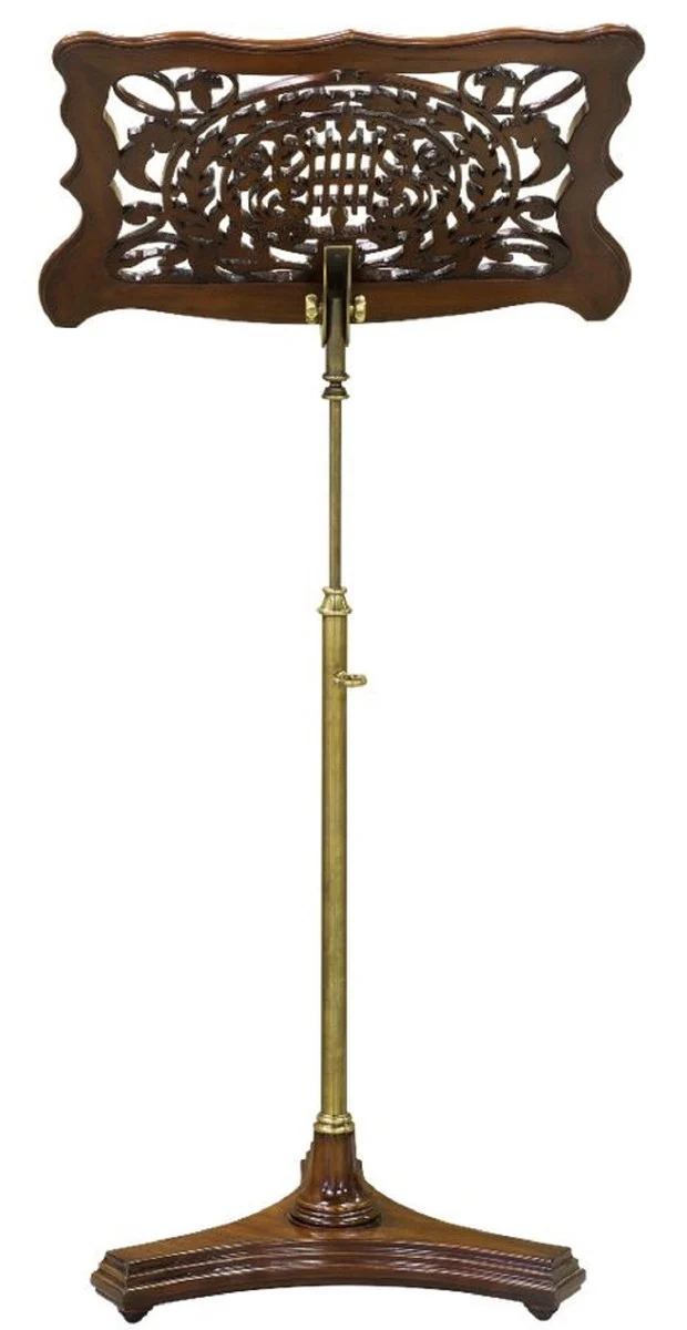 Casa Padrino Luxus Barock Mahagoni Notenständer Braun / Messingfarben 56 x 41 x H. 135 cm - Barock Deko Accessoires - Möbel im Barockstil