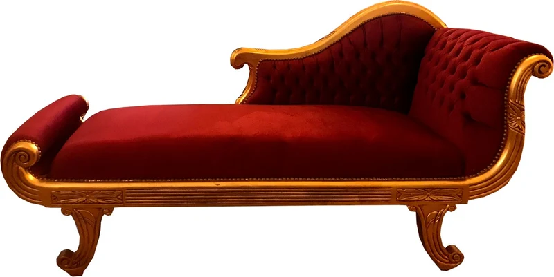 Casa Padrino Barock Chaiselongue Modell XXL Rot / Gold - Antik Stil - Recamiere Wohnzimmer Möbel