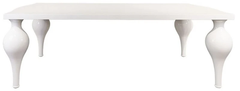 Casa Padrino Neoklassik Esstisch Hochglanz Weiß 220 x 110 x H. 75,5 cm - Massivholz Küchentisch - Esszimmer Möbel im Neoklassischem Stil