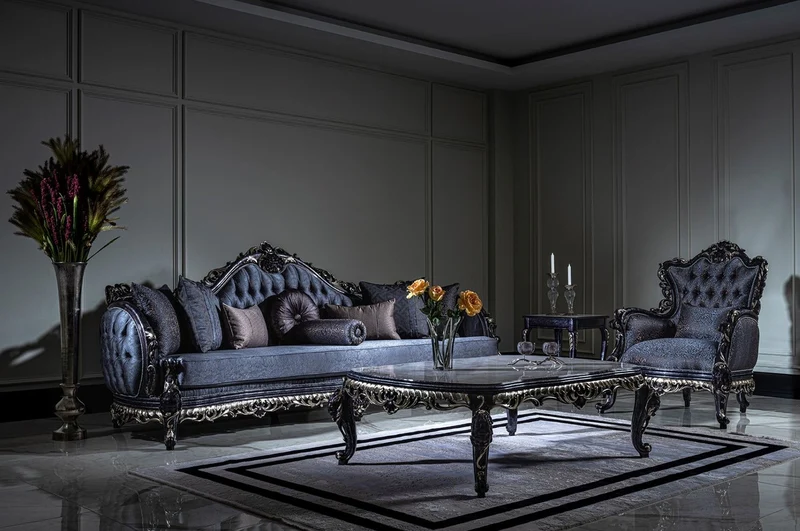 Casa Padrino Luxus Barock Couchtisch Weiß / Blau / Gold - Handgefertigter Massivholz Wohnzimmertisch im Barockstil - Prunkvolle Barock Wohnzimmer Möbel
