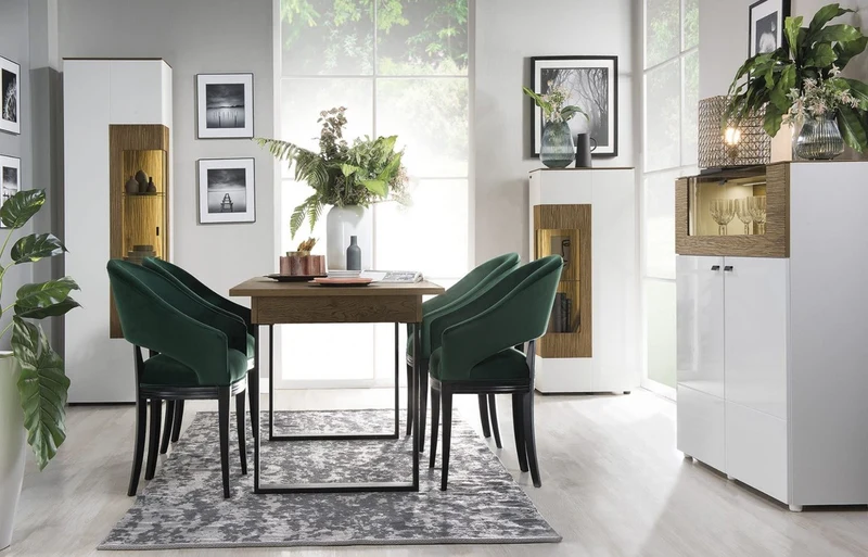 Casa Padrino Eckvitrine Weiß / Braun 65,4 x 40 x H. 202 cm - Moderner Beleuteter Massivholz Vitrinenschrank - Wohnzimmer Schrank - Wohnzimmer Möbel