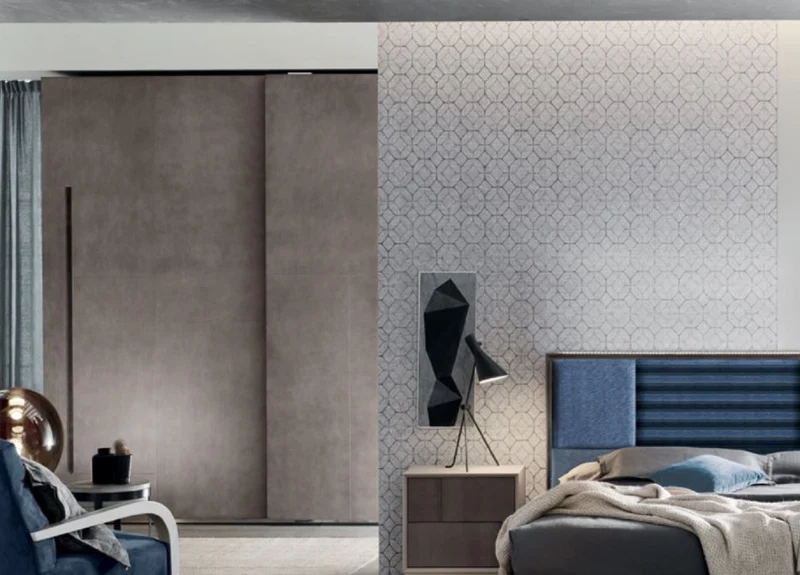 Casa Padrino Luxus Schlafzimmerschrank Grau 295 x 68 x H. 250 cm - Massivholz Kleiderschrank mit 2 Schiebetüren - Schlafzimmer Möbel - Luxus Qualität