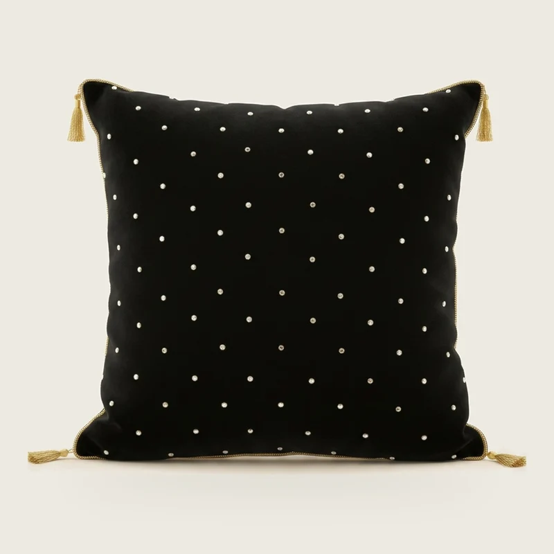 Harald Glööckler Luxus Barock Deko Kissen Pompöös by Casa Padrino Krone Schwarz / Gold aufwendig verziert mit Pailletten und Glitzersteinen
