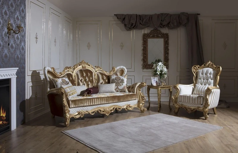 Casa Padrino Luxus Barock Sessel Weiß / Gold 100 x 80 x H. 124 cm - Wohnzimmer Sessel mit elegantem Muster und dekorativem Kissen - Barock Möbel - Edel & Prunkvoll