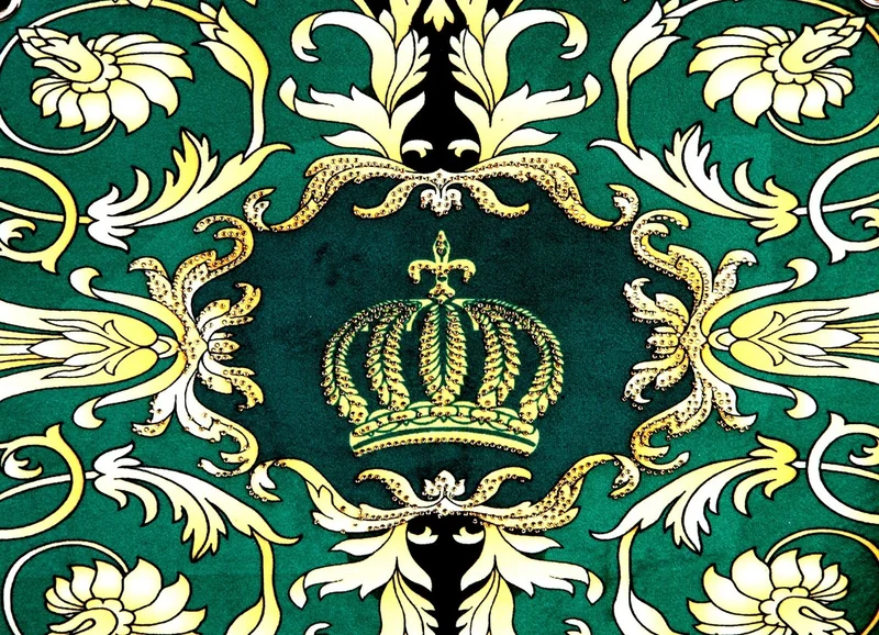 Pompöös by Casa Padrino Luxus Damen Handtasche Baroque Flowers mit Krone und Strass Steinen Grün / Schwarz / Gold 43 x H. 43 cm - designed by Harald Glööckler