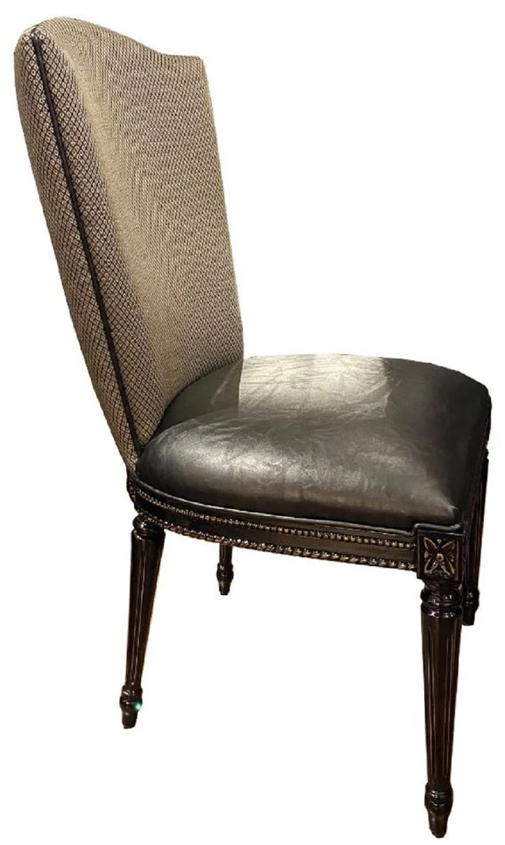 Casa Padrino Luxus Barock Esszimmerstuhl Set Gold / Schwarz - Küchen Stühle 6er Set - Barock Esszimmer Möbel - Edel & Prunkvoll