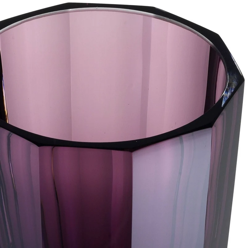 Casa Padrino Luxus Deko Glas Vase Lila Ø 12 x H. 18 cm - Elegante handgefertigte 8-eckige Blumenvase - Deko Accessoires