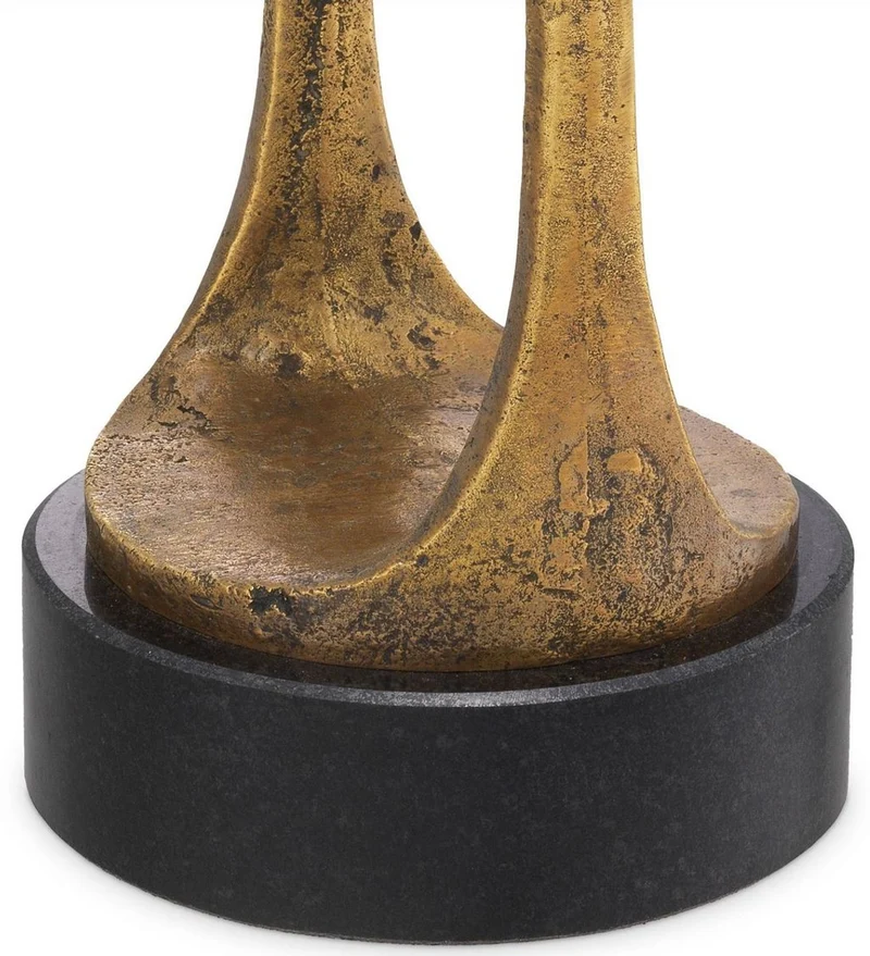 Casa Padrino Luxus Kerzenhalter Vintage Messingfarben / Schwarz Ø 13 x H. 35 cm - Messing Kerzenständer mit Granitsockel - Deko Accessoires