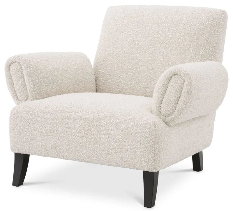 Casa Padrino Luxus Sessel Cremefarben / Schwarz 95 x 90 x H. 80 cm - Wohnzimmer Sessel - Luxus Wohnzimmer Möbel