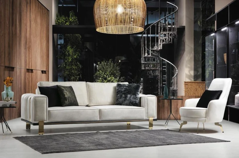 Casa Padrino Luxus Wohnzimmer Sofa mit verstellbarer Rückenlehne Weiß / Grau / Gold 223 x 93 x H. 76 cm - Wohnzimmer Möbel - Luxus Möbel