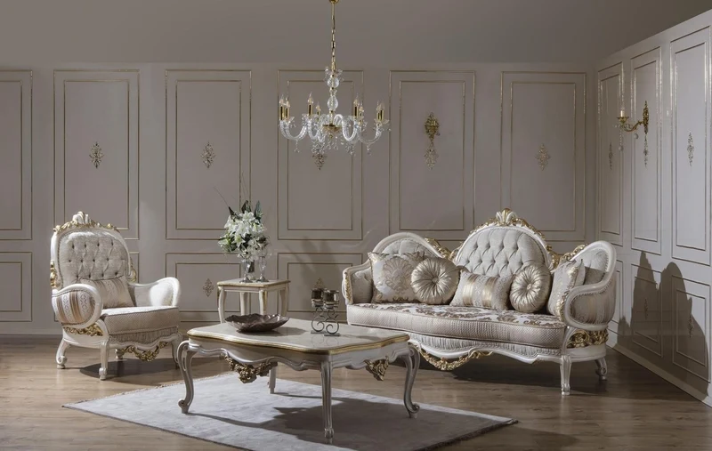 Casa Padrino Luxus Barock Sessel Grau / Weiß / Gold 80 x 85 x H. 120 cm - Prunkvoller Wohnzimmer Sessel mit dekorativem Kissen - Barock Möbel