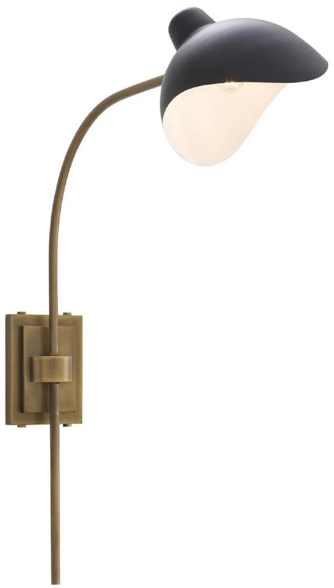Casa Padrino Designer Wandleuchte Antik Messingfarben / Schwarz 19,5 x 67 x H. 70 cm - Elegante Wandlampe im 50er Jahre Stil - Luxus Kollektion