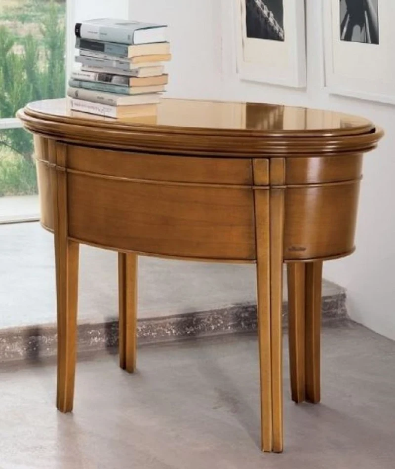 Casa Padrino Luxus Biedermeier Schminkkonsole mit Stuhl Braun / Weiß - Schlafzimmer Möbel - Hotel Möbel - Luxus Qualität - Made in Italy