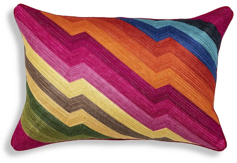 Casa Padrino Luxus Deko Kissen Mehrfarbig 60 x 40 cm - Rechteckiges Zierkissen mit elegantem Muster - Luxus Qualität - Wohnzimmer Deko Accessoires
