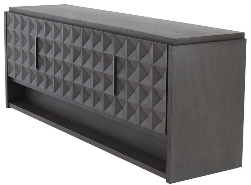Casa Padrino Luxus Sideboard Mokkafarben / Bronze 219 x 56 x H. 83 cm - Massivholz Schrank mit 4 Türen und 3D Effekt in den Fronten - Luxus Möbel