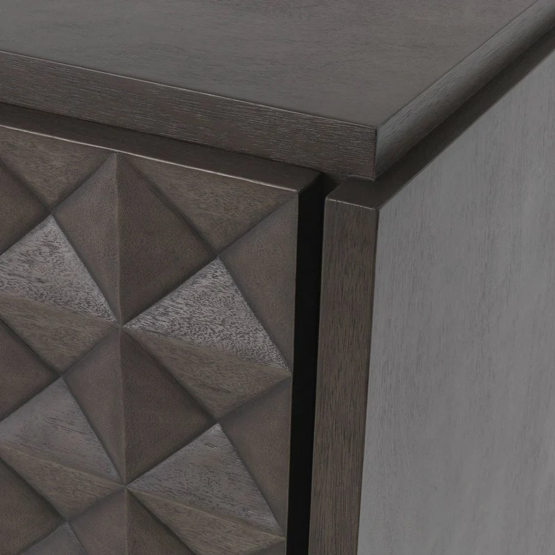 Casa Padrino Luxus Sideboard Mokkafarben / Bronze 219 x 56 x H. 83 cm - Massivholz Schrank mit 4 Türen und 3D Effekt in den Fronten - Luxus Möbel