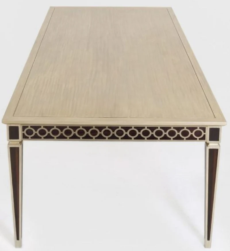Casa Padrino Luxus Barock Esstisch Schwarz / Silber 240 x 110 x H. 78 cm - Massivholz Küchentisch - Esszimmertisch - Esszimmer Möbel im Barockstil