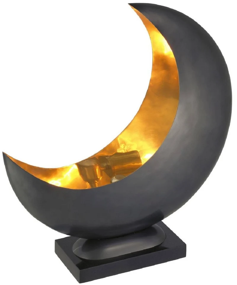Casa Padrino Designer Tischleuchte Anthrazitgrau / Messingfarben 48 x H. 53 cm - Moderne Tischlampe mit Granitsockel - Wohnzimmer Lampe