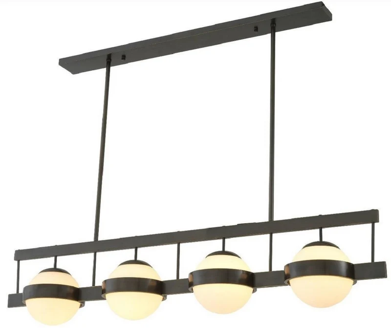 Casa Padrino Luxus Kronleuchter Bronzefarben / Weiß 140 x 22 x H. 30 cm - Moderner Metall Kronleuchter mit runden Glas Lampenschirmen - Luxus Kollektion