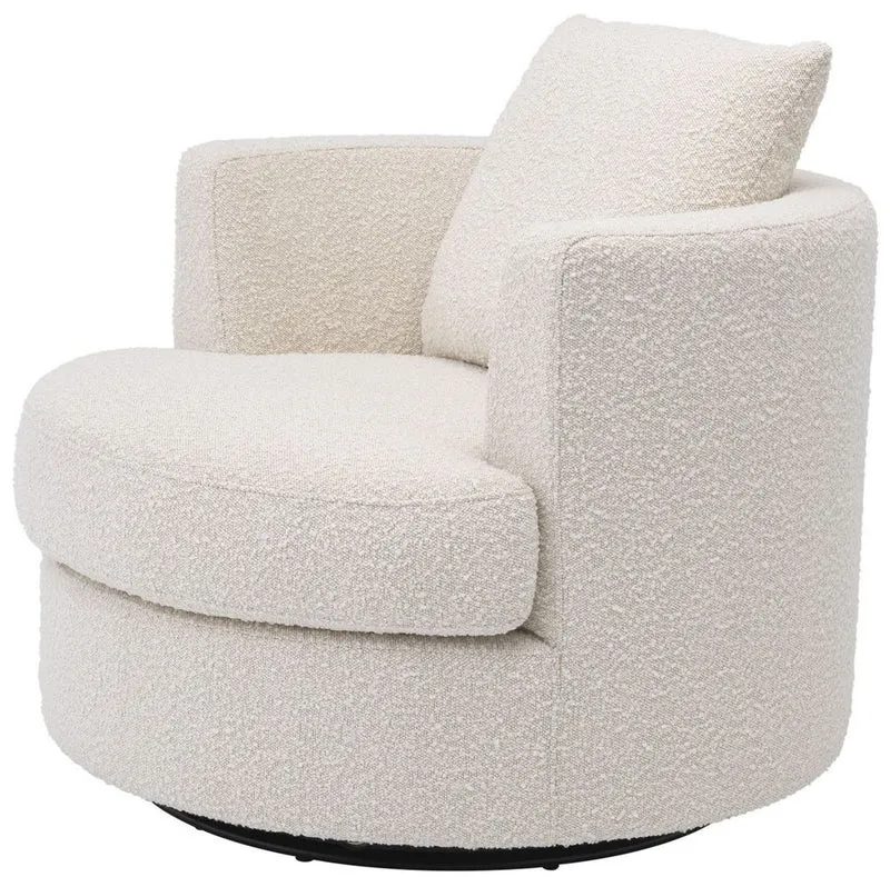 Casa Padrino Luxus Drehsessel Creme Ø 95 x H. 70 cm - Runder Wohnzimmer Sessel - Luxus Wohnzimmer Möbel