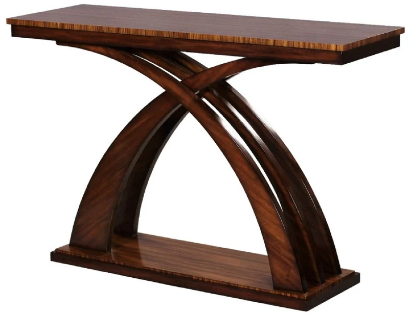 Casa Padrino Luxus Art Deco Konsole Dunkelbraun / Braun 120 x 40 x H. 80 cm - Mahagoni Konsolentisch - Art Deco Wohnzimmer Möbel