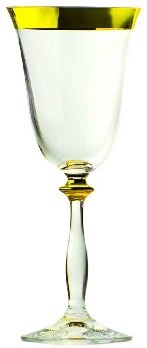 Casa Padrino Luxus Barock Weißweinglas 6er Set Gold Ø 8 x H. 20 cm - Handgefertigte Weingläser - Hotel & Restaurant Accessoires - Luxus Qualität