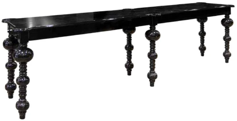 Casa Padrino Luxus Barock Bartisch Schwarz 400 x 80 x H. 109 cm - Handgefertigter Massivholz Tisch - Edle Barock Bar Möbel - Hotel Möbel - Luxus Qualität