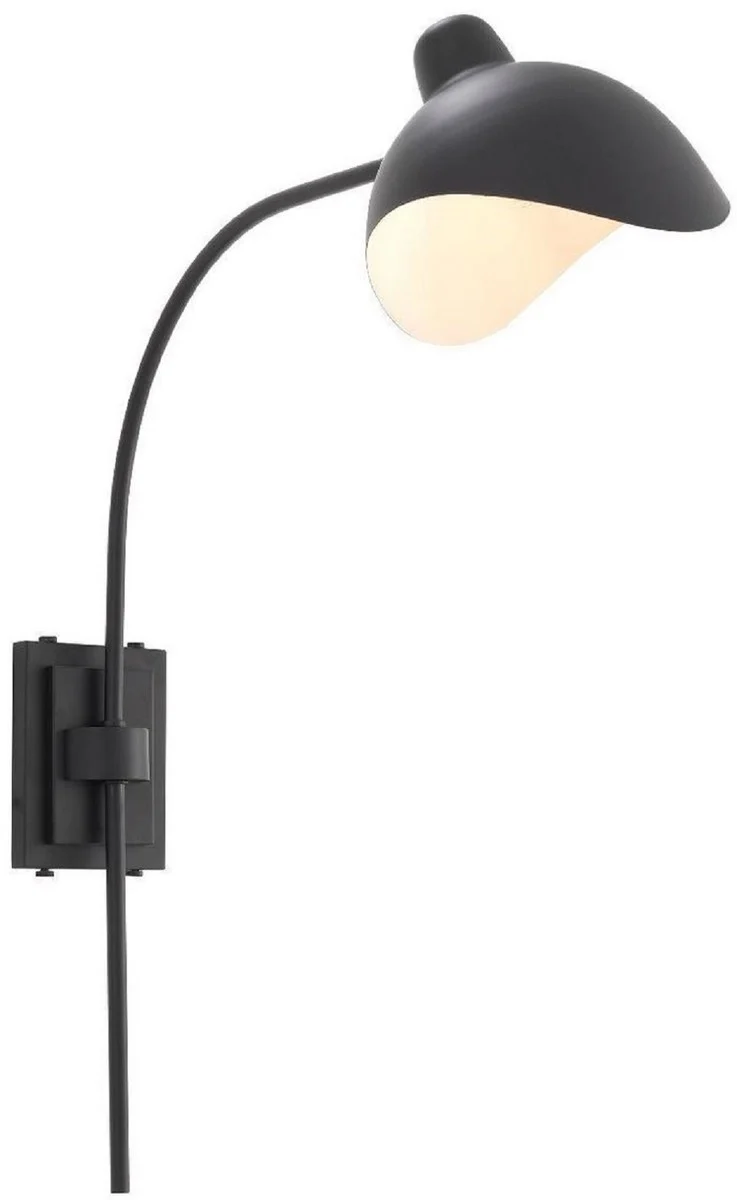 Casa Padrino Designer Wandleuchte Schwarz / Antik Messingfarben 19,5 x 67 x H. 70 cm - Elegante Wandlampe im 50er Jahre Stil - Luxus Kollektion