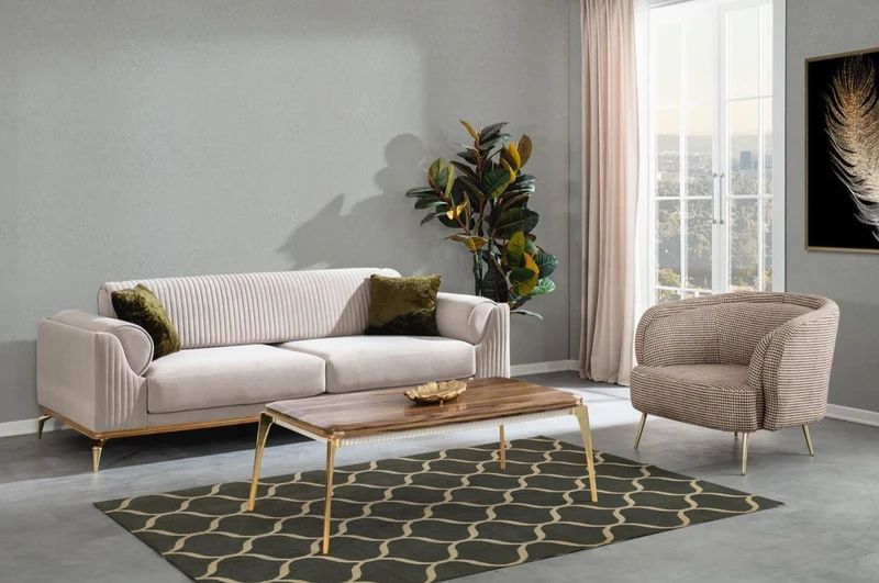 Casa Padrino Luxus Art Deco Wohnzimmer Sessel Braun / Grau / Gold 85 x 90 x H. 100 cm - Wohnzimmer Möbel - Art Deco Möbel