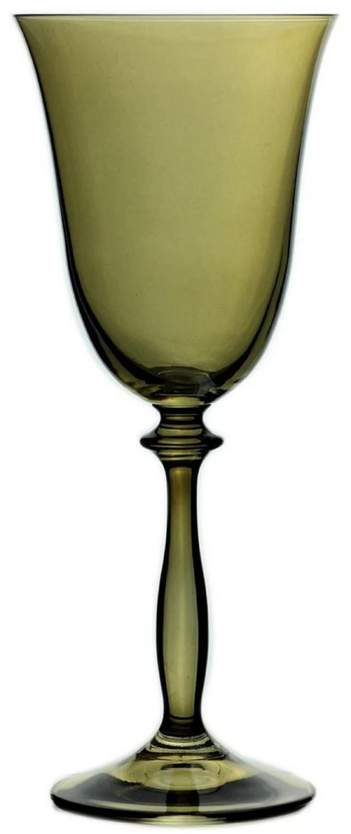 Casa Padrino Luxus Barock Weißweinglas 6er Set Bernsteinfarben Ø 8,5 x H. 21 cm - Handgefertigte Weingläser - Hotel & Restaurant Accessoires - Luxus Qualität