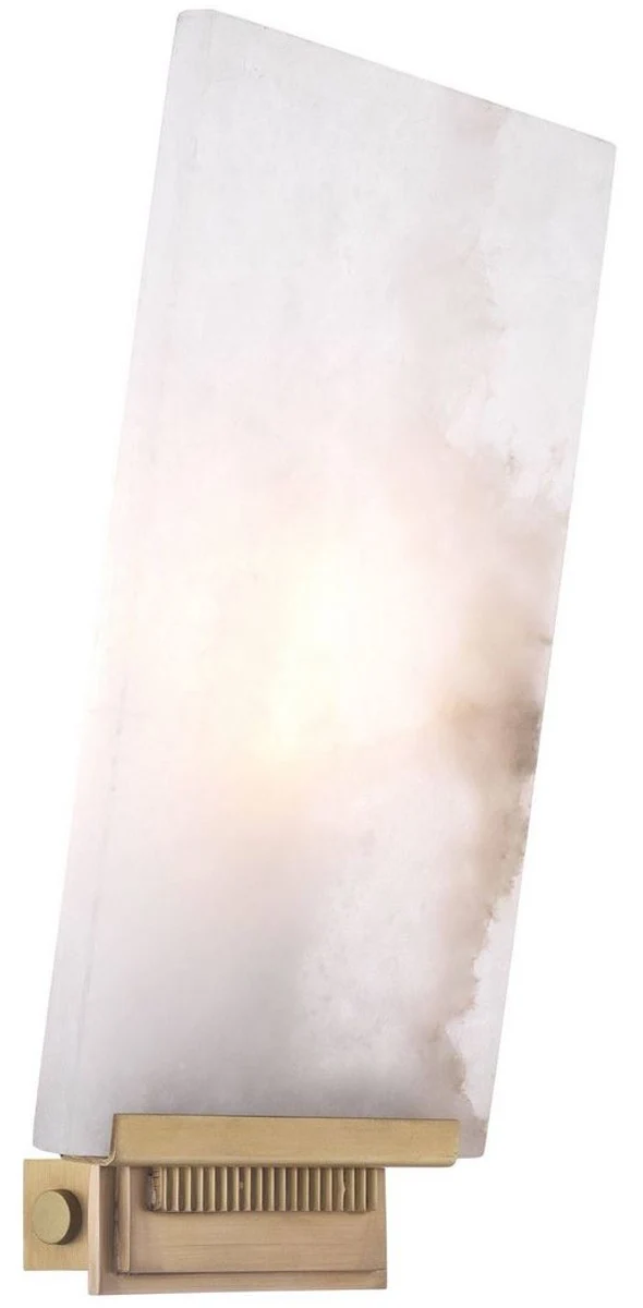 Casa Padrino Luxus Wandleuchte Alabaster / Antik Messingfarben 15 x 8 x H. 28,5 cm - Wandlampe mit Alabaster Lampenschirm - Luxus Qualität