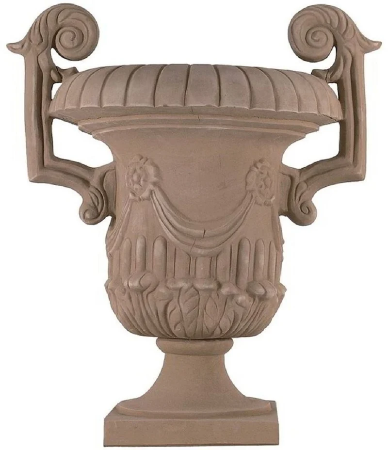 Casa Padrino Barock Blumenvase Terracotta Ø 63 x H. 73 cm - Handgefertigte Keramik Vase - Balkon Terrassen Garten Deko - Deko Accessoires im Barockstil - Edel & Prunkvoll