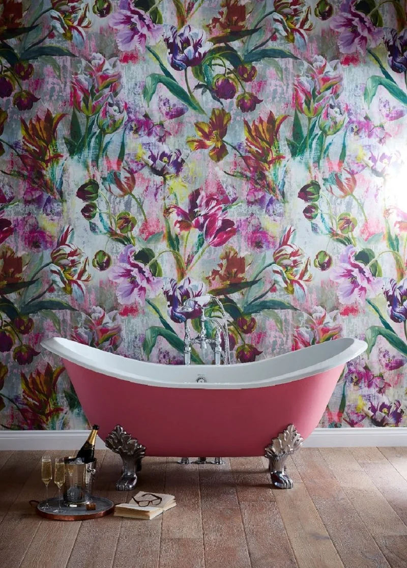 Casa Padrino Luxus Jugendstil Badewanne Rosa / Weiß / Silber 180 x 77 x H. 79 cm - Gebogene freistehende Gusseisen Badewanne - Barock & Jugendstil Badezimmer Möbel