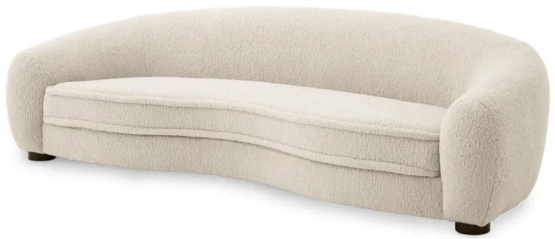 Casa Padrino Luxus Sofa Cremefarben / Schwarz 235 x 100 x H. 70 cm - Wohnzimmer Sofa mit gebogener Rückenlehne - Luxus Möbel