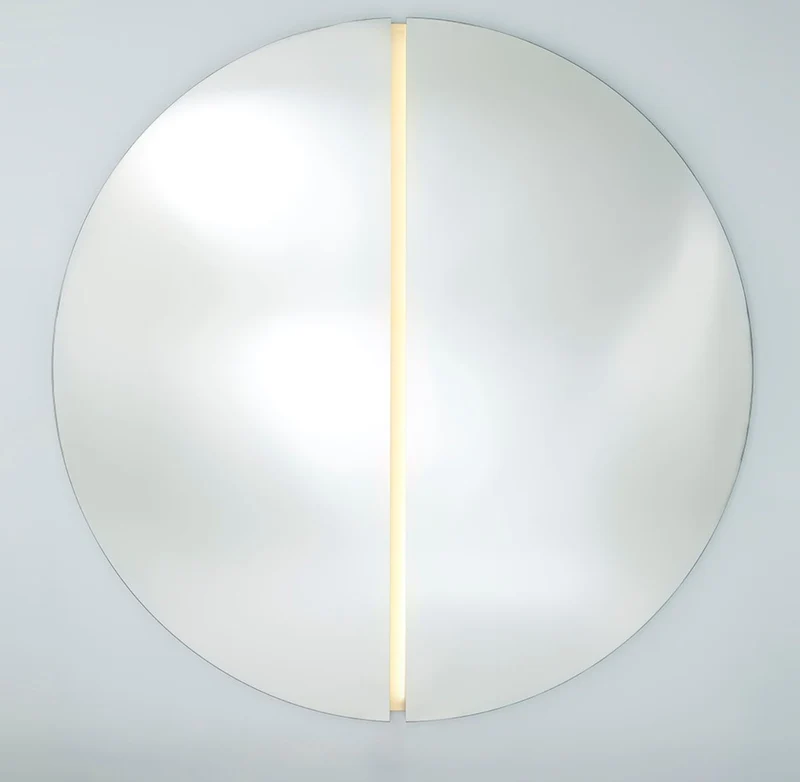 Casa Padrino Luxus Spiegel 200 x 3,5 x H. 200 cm - Runder Wandspiegel mit LED Streifen - Wohnzimmer Hotel Restaurant Boutique Spiegel
