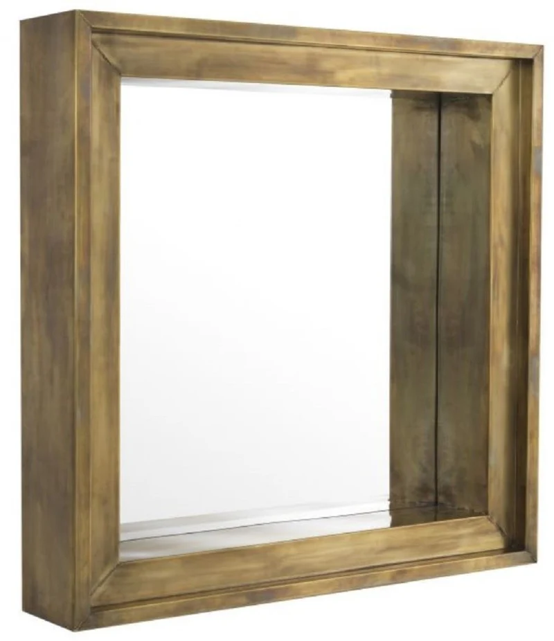 Casa Padrino Luxus Wandspiegel Vintage Messingfarben 100 x 20 x H. 100 cm - Wohnzimmer Spiegel - Schlafzimmer Spiegel - Garderoben Spiegel - Luxus Möbel