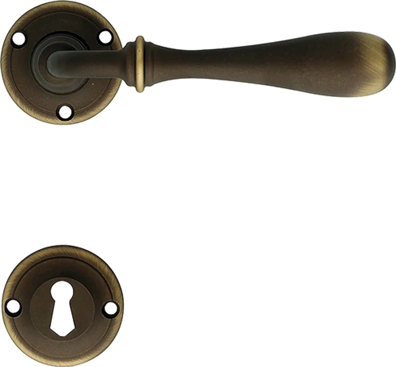 Casa Padrino Barock Türgriff Set Französischer Antik Stil ( Klinke mit Rosette ) - Messing Türklinken - Made in Italy