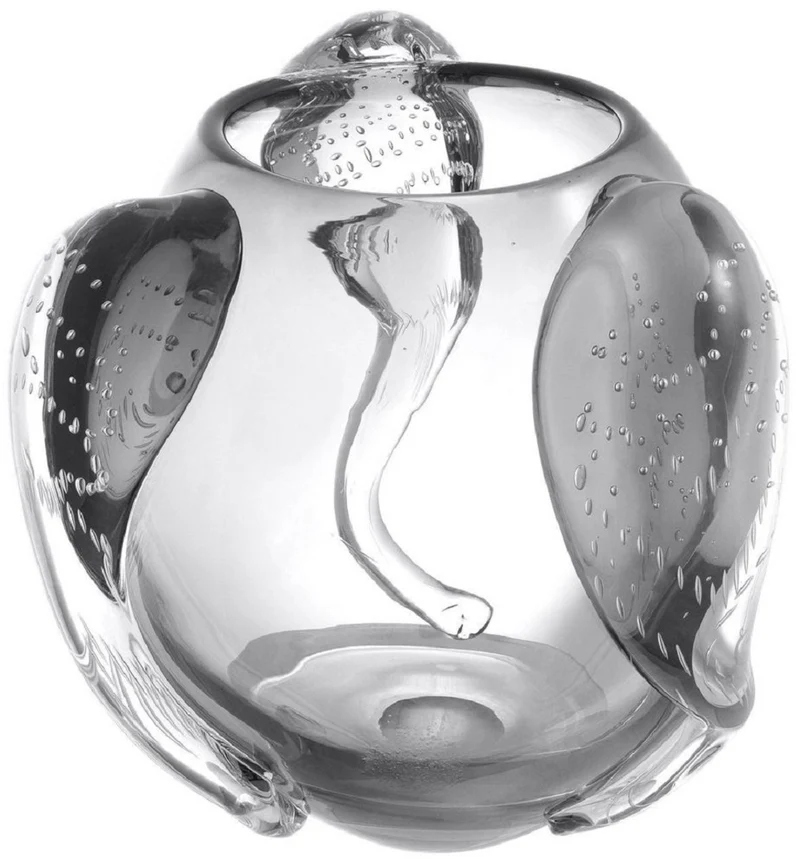 Casa Padrino Luxus Deko Glas Vase Grau Ø 32 x H. 28 cm - Elegante mundgeblasene Blumenvase - Luxus Deko Accessoires
