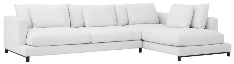 Casa Padrino Luxus Ecksofa Weiß / Schwarz 320 x 200 x H. 64 cm - Edles Wohnzimmer Sofa mit Kissen - Luxus Möbel - Luxus Qualität