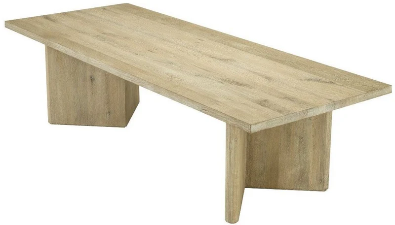 Casa Padrino Luxus Massivholz Esstisch Naturfarben 280 x 110,5 x H. 76 cm - Rechteckiger Eichenholz Küchentisch - Luxus Massivholz Esszimmer Möbel